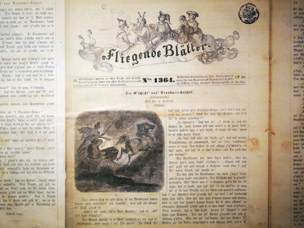 in den "Fliegenden Blättern" wurde der Brandner Kaspar zuerst als Fortsetzungsgeschichte veröffentlicht