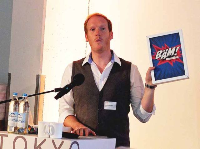 Bei Johannes Altmann präsemtiert sein Unternehmen Shoplupe beim Symposium MCBW meets MB