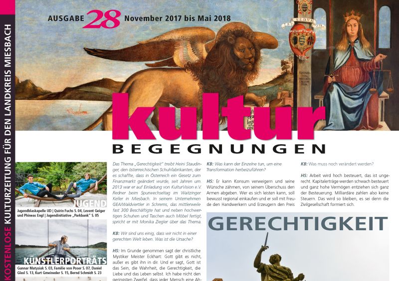 Titelseite der 28. KulturBegegnungen. Gestaltung: Kaufmann Grafikdesign Miesbach