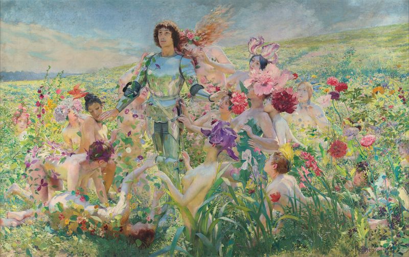 Georges Rochegrosse (1859-1938): Der Ritter (Parsival) und die Blumenmädchen, 1894, Musée d’Orsay.