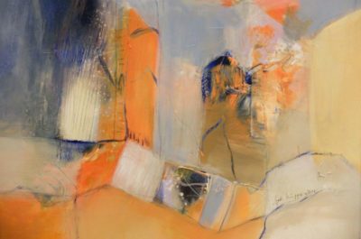 Gerlinde Belz-Küpper gibt mit Ölkreide oder Pastellstiften Konturen, o.T. (Ausschnitt)