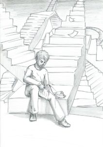 Illu Asef: Auf und ab. Zeichnung: Antje Krüger