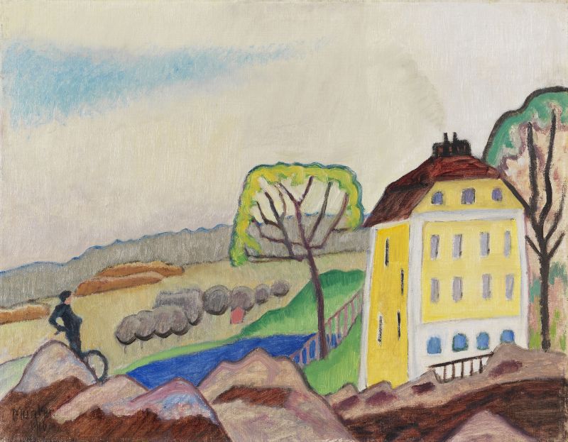 Gabriele Münter: Landschaft mit gelbem Haus, 1916. Foto: