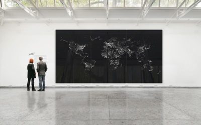 Die illuminierte Erde bei Nacht im Jahr 2297, vom All aus gesehen.