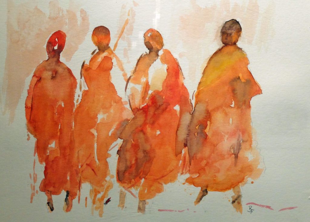 Brigitta Fröhler "Die 4 Mädels", Aquarell. Foto: IW
