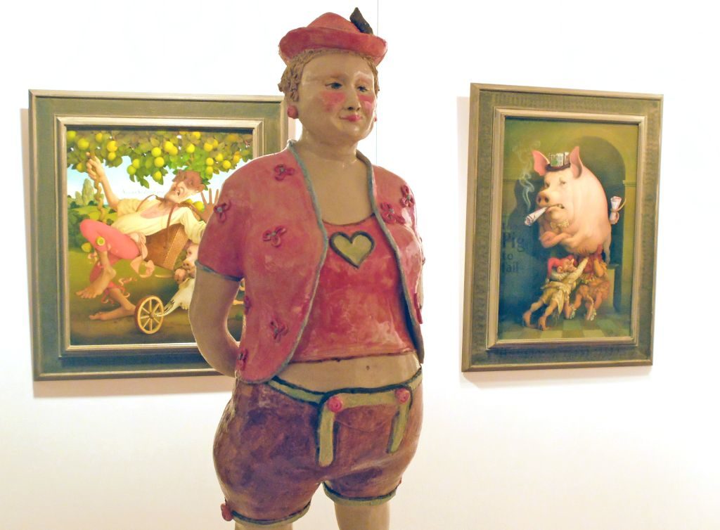 "Nina aus Castrop-Rauxel" von Hilo Fuchs korrespondiert herrlich mit den Satirebildern von Hans Reiser
