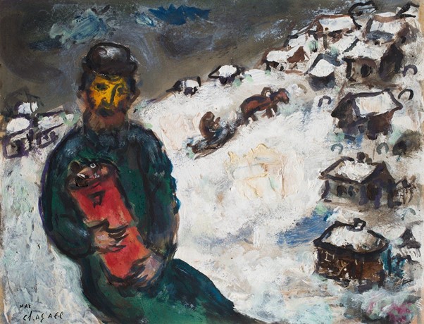 Marc Chagall- Der Rabbiner im Winter, um 1960, Fondazione Gabriele e Anna Braglia, Lugano © VG Bildkunst Bonn 2021