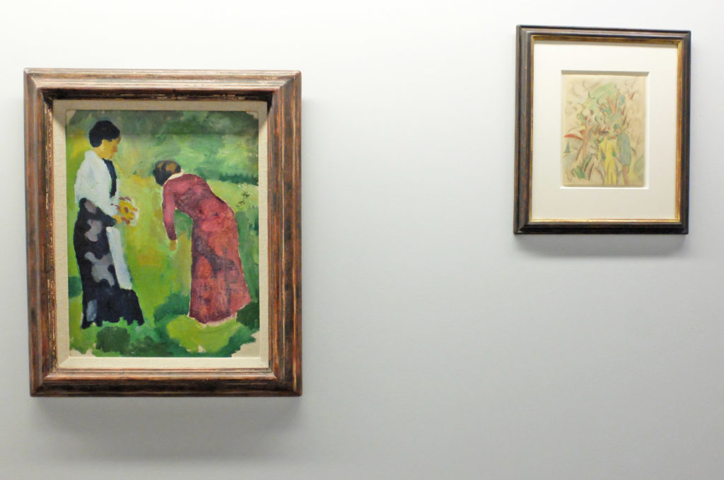 In der Ausstellung Von Renoir bis Jawlensky - Links das Bild "Zwei Frauen auf der Wiese" von August Macke, das 1910 am Tegernsee entstand