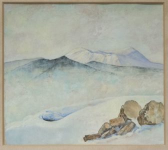 Olaf Gulbransson Holzscheit im Schnee(c)Privatbesitz