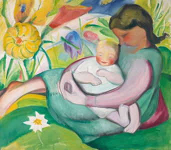 Maria Franck-Marc, Mädchen mit Kleinkind, um 1913, erworben aus Privatbesitz 2019, © Rechtsnachfolge der Künstlerin
